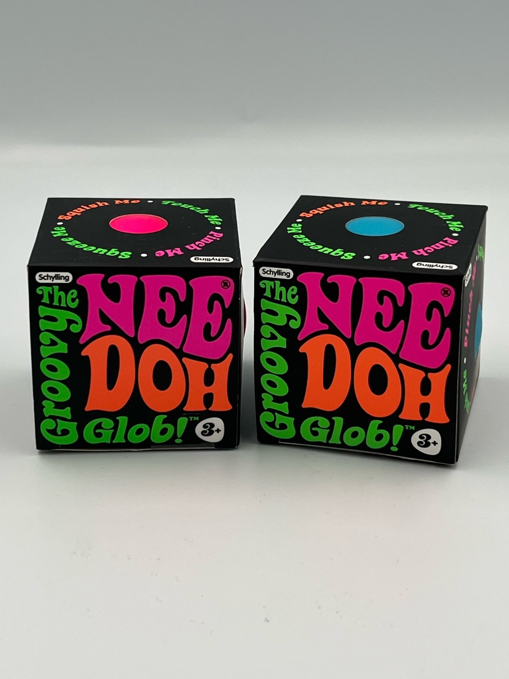 Schylling NeeDoh The Groovy Glob Fidget Toy Set of 2 (Pink & Blue) NIB